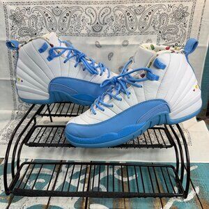 Nike Air Jordan 12 Retro DQ4365-114 Blue White GS Shoes Size 6.5Y 'Emoji'